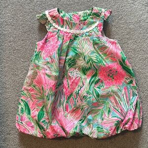 Lilly Pulitzer Pink and Green Floral Kids Blouse